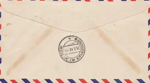 Schweden:1948: Luftpost Einschreiben Halmstad nach Grossenhain,Devisen Kontrolle