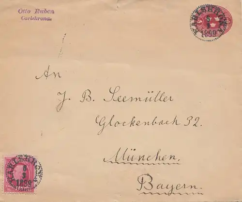 Suède: 1899: Lettre de Karlskrona à Munich