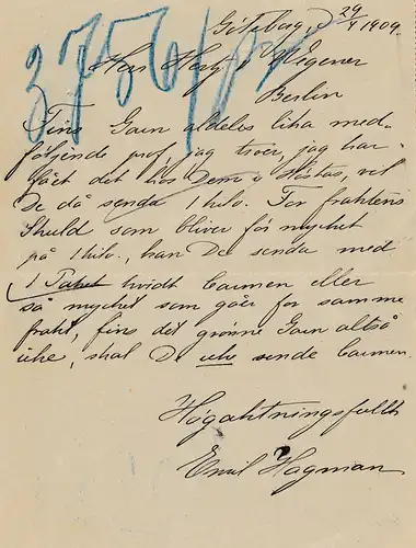 Suède: 1909: Göteborg à Berlin