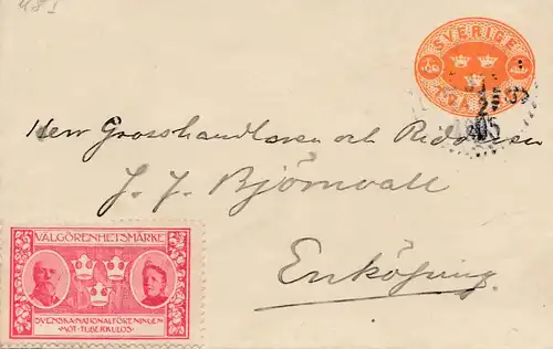 Suède: 1895: Lettre pour Enköping