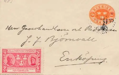 Suède: 1895: Lettre pour Enköping