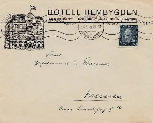 Schweden: 1929: Göteborg nach Bremen