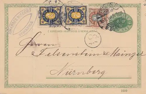 Schweden: 1910 Ganzsache von Stockholm nach Nürnberg