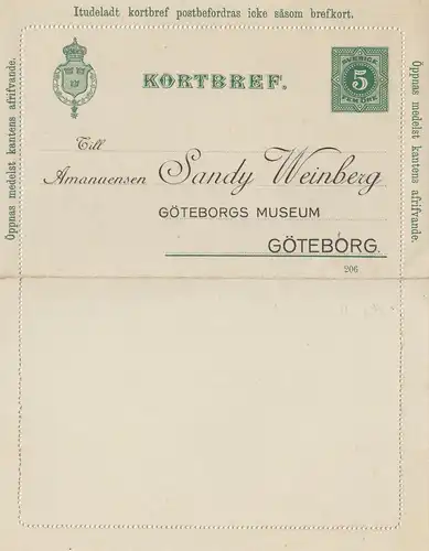 Schweden: 1907: Korbref nach Göteborg