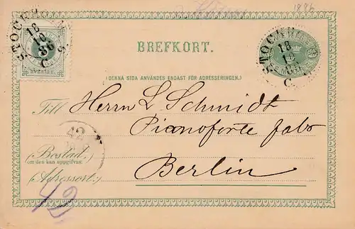 Suède: 1886: Tout le sujet de Stockholm à Berlin