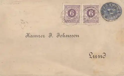Schweden: 1884: Ganzsache nach Lund