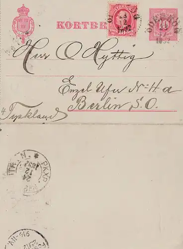 Schweden: 1892: Brief nach Berlin