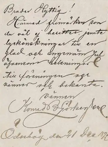 Suède: 1892: Lettre à Berlin.