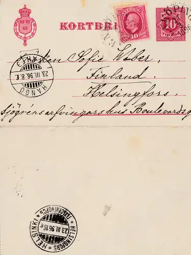 Schweden: 1896: Ganzsache nach Finland