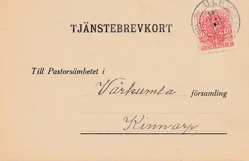 Schweden: 1919: Tjänstebrevkort Ulricelanns