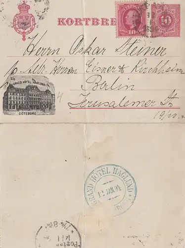 Suède: 1894: Kortbref vers Berlin