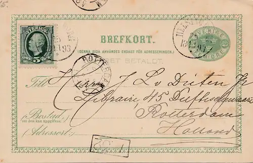 Schweden: 1893: Ganzsache nach Rotterdam