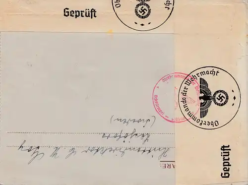 Schweden: 1940: Lesjöforts nach Düsseldorf, OKW Zensur
