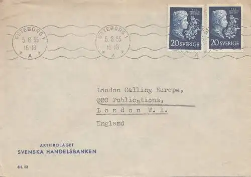 Schweden: 1955 Brief aus Göteborg nach London