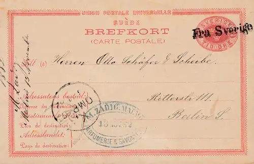 Schweden: 1882: Parfümerie nach Berlin