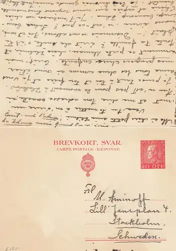 Suède: 1941: lettre recommandée de Ganszache, poste aérien Stockholm après Moravie, Réponse