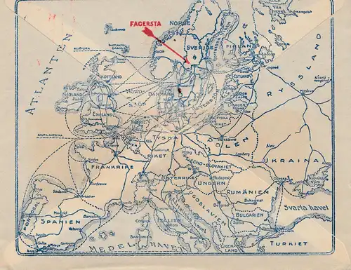 Schweden: 1933: Fagersta mit Karte rückseitig, Luftpost