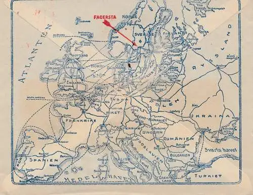 Schweden: 1933: Fagersta mit Karte rückseitig, Luftpost