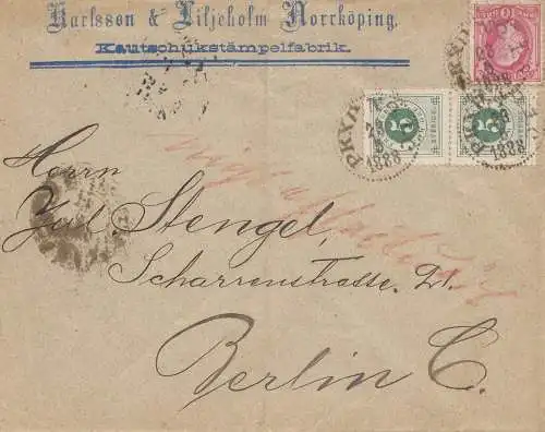 Schweden: 1888: Norrköping nach Berlin, Kautschuk-Fabrik