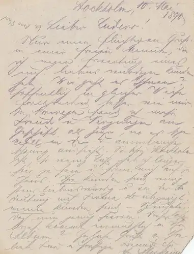 Schweden: 1890: Ganzsache-Kartenbrief nach Harburg