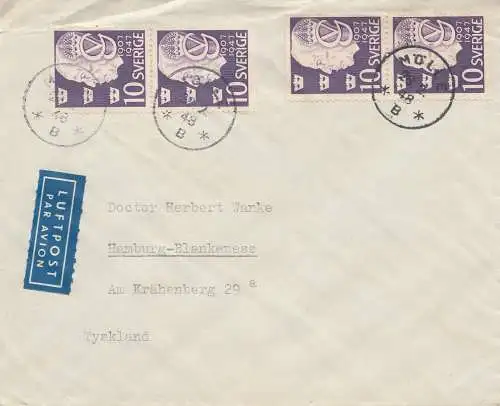 Schweden: 1948: Luftpostbrief Mölle nach Hamburg