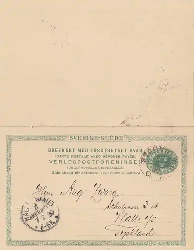 Schweden: 1892: Stockholm auf Ganzsache P23