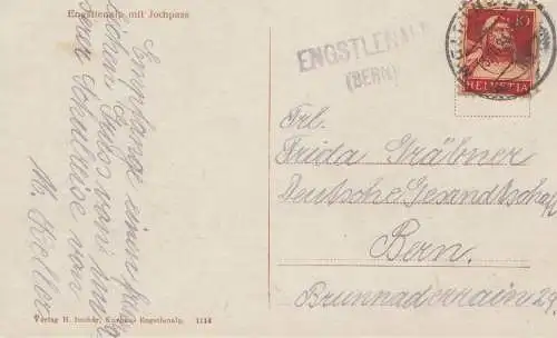 Schweiz: 1921: Engstlenalb Ansichtskarte