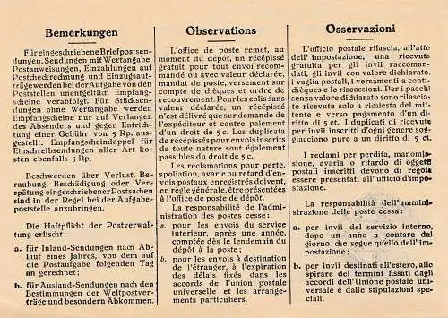 Schweiz: 1944: Empfangschein Sonderpostflug Jüterborg-Zürich