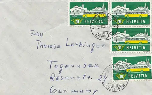 Suisse: 1957: Zurich vers Tegernsee