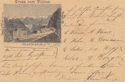 Schweiz: 1902: Ganzsache-Gruss vom Pilarus - Alpnach nach Leipzig