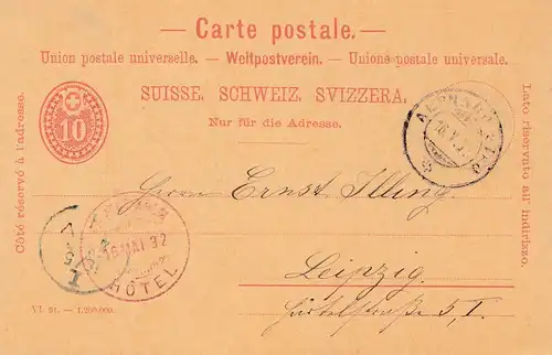 Suisse: 1902: Gruss de Pilarus - Alpnach à Leipzig
