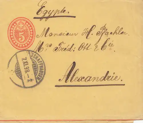 Suisse: 1898: Tout le sujet Streifband Schaffhouse vers Alexandria