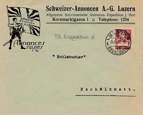Suisse: 1922: Luzern vers Escholzmatt