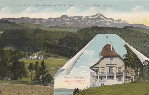 Suisse: 1911: Carte de vue Freudenberg Porto utilisé comme marque libre