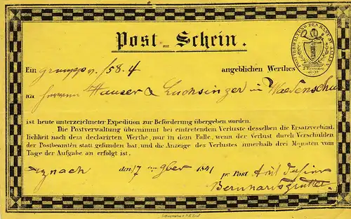 Schweiz: 1841: Post-Schein St. Gallen