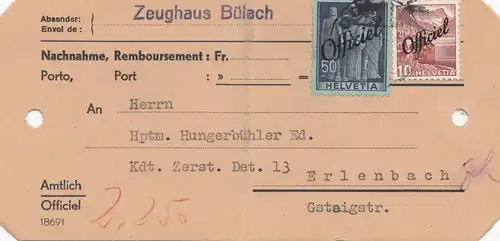 Schweiz: Zeughaus Bülach als Nachnahme nach Erlenbach