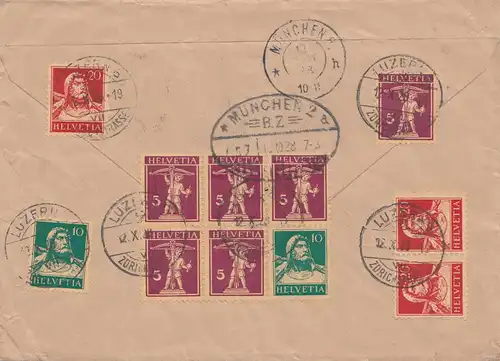 Schweiz: 1928: Einschreiben Luzern nach München