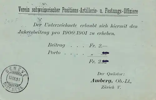 Schweiz: 1901: Zürich nach Genf, Nachnahme