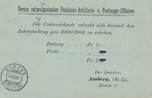 Schweiz: 1901: Zürich nach Genf, Nachnahme