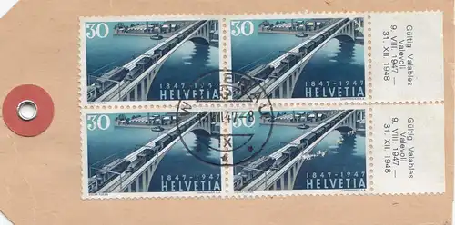 Schweiz: 1947 Paketanhänger Wollenau nach Zermatt