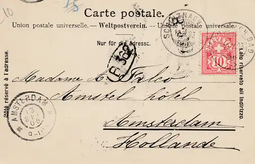 Suisse: 1906: Carte de visite Bad Schinzach