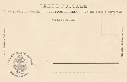 Schweiz: 1903: Ansichtskarte Liberte et Patrie, Canton de Vaud