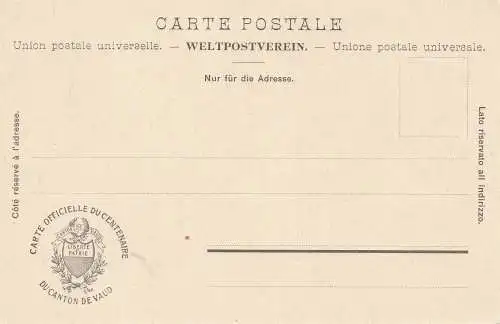 Schweiz: 1903: Ansichtskarte Liberte et Patrie, Canton de Vaud