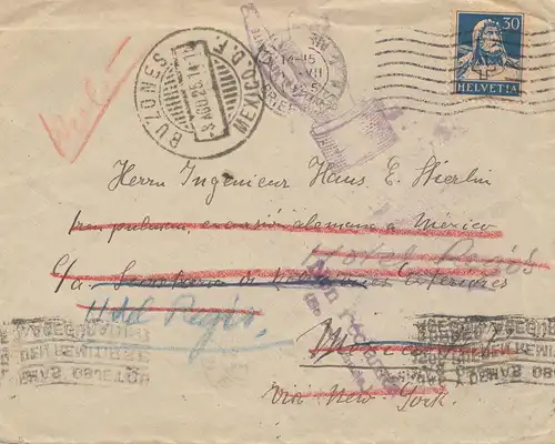 Suisse: 1925: Lucerne au Mexique et retour