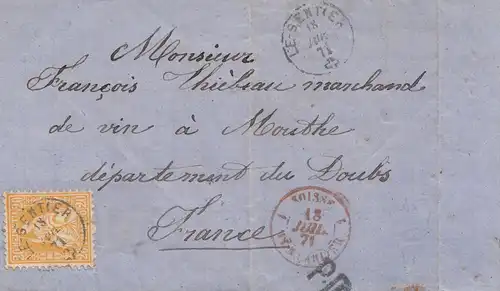 Schweiz: 1871: Le Sentier nach Frankreich