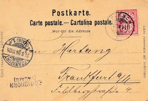 Schweiz: 1896: Ansichtskarte Eggishorn 