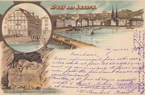 Schweiz: 1898: Ansichtskarte Luzern nach Zürich
