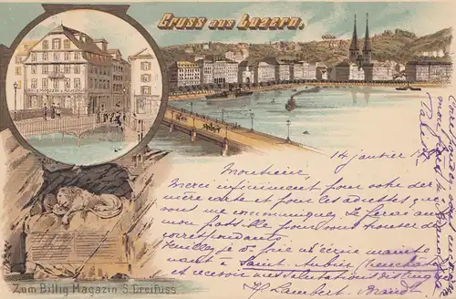 Suisse: 1898: Carte de vue de Lucerne vers Zurich