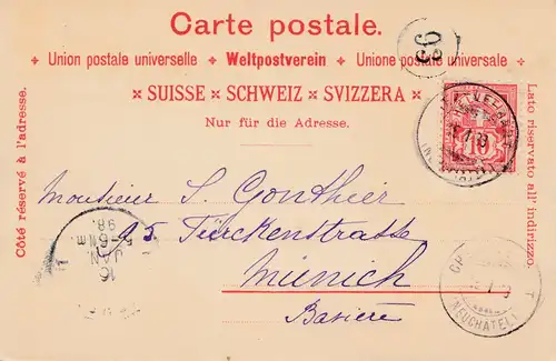 Schweiz: 1898: Ansichtskarte Luzern nach Zürich