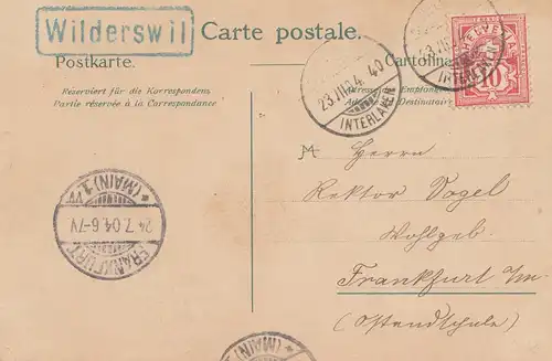 Schweiz: 1904: Ansichtskarte Widerswil nach Frankfurt